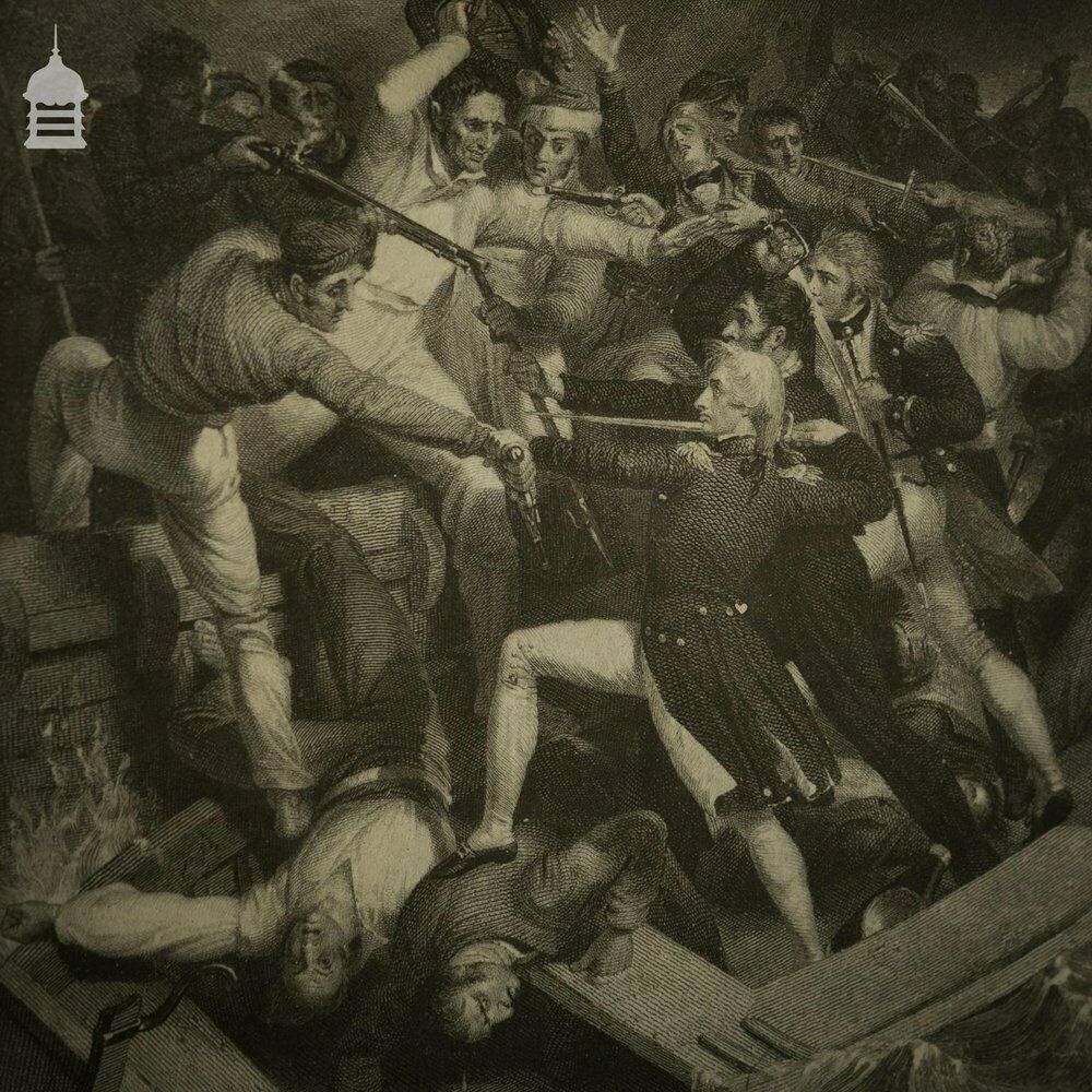 19th C Engravings Of Maritime Battle Scenes In Later Frame photo vinterior