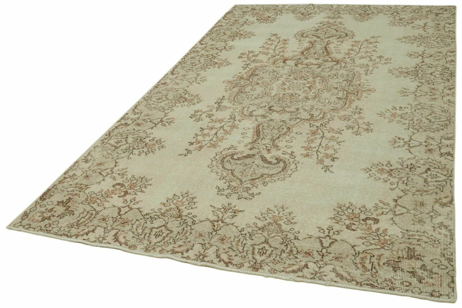 5x10 Beige Turkish Vintage Area Rug   41833 photo for sale