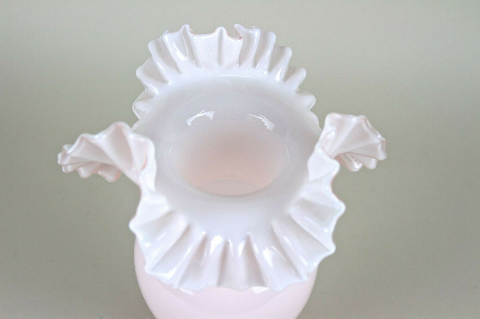 photo for sale 20th Century Art Nouveau Pink Frilly Edged Glass Vase, Austria Circa 1900
