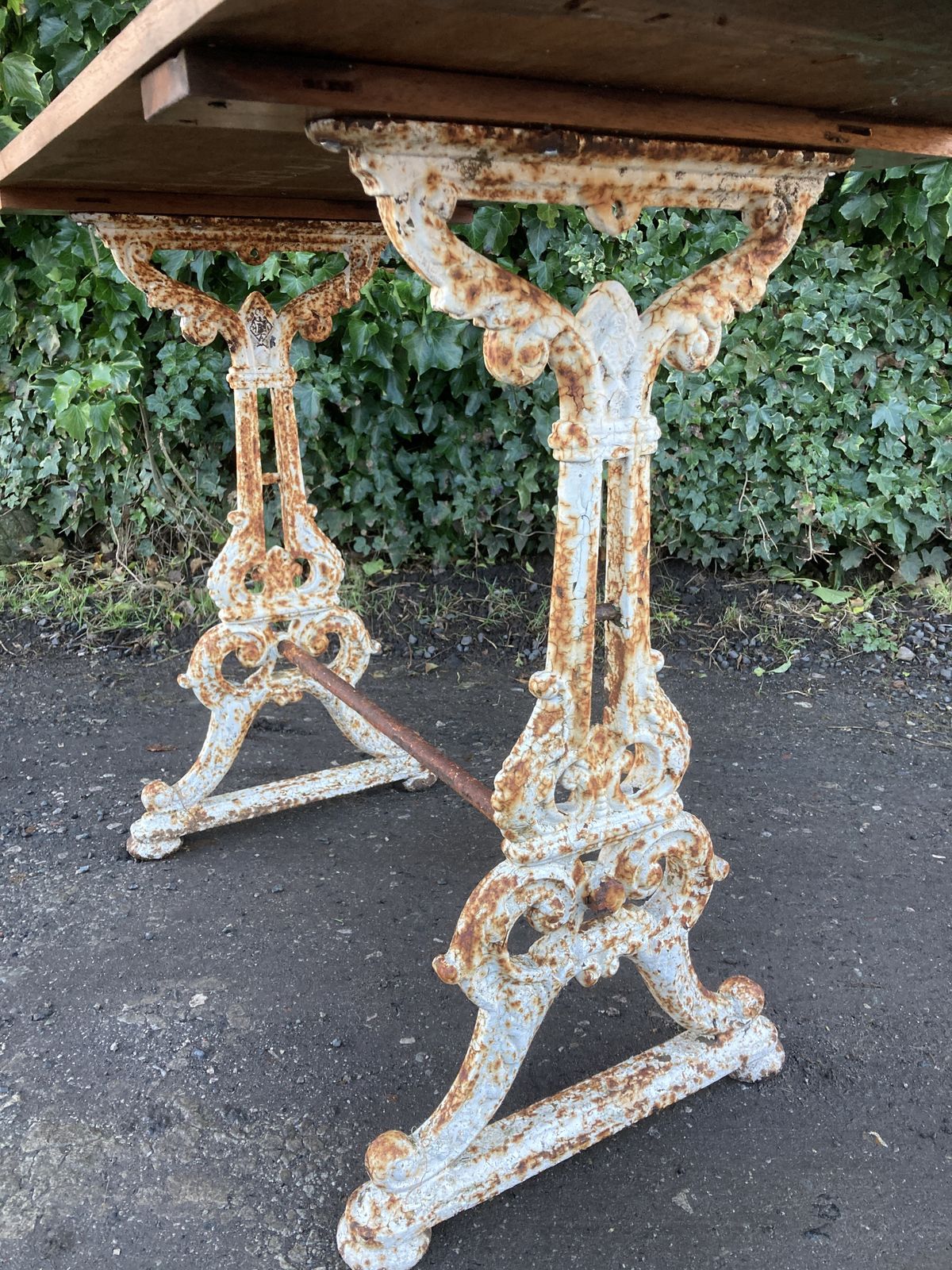 photo for sale Victorian Country Cast Iron Leg With A Mahogany Top Garden Table