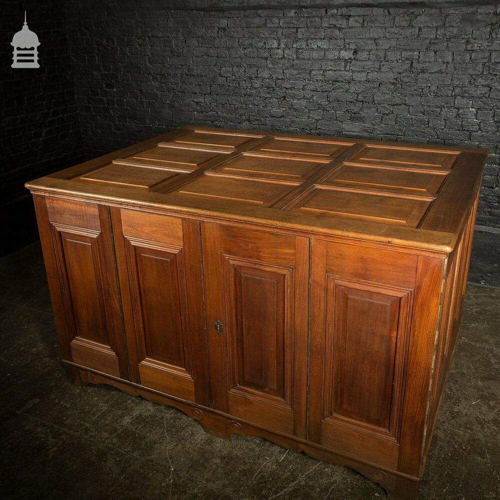19th C Large Scale Teak Ecclesiastical Vestment Drawers Featuring Raised Moulded Panels On All Sides photo furniture