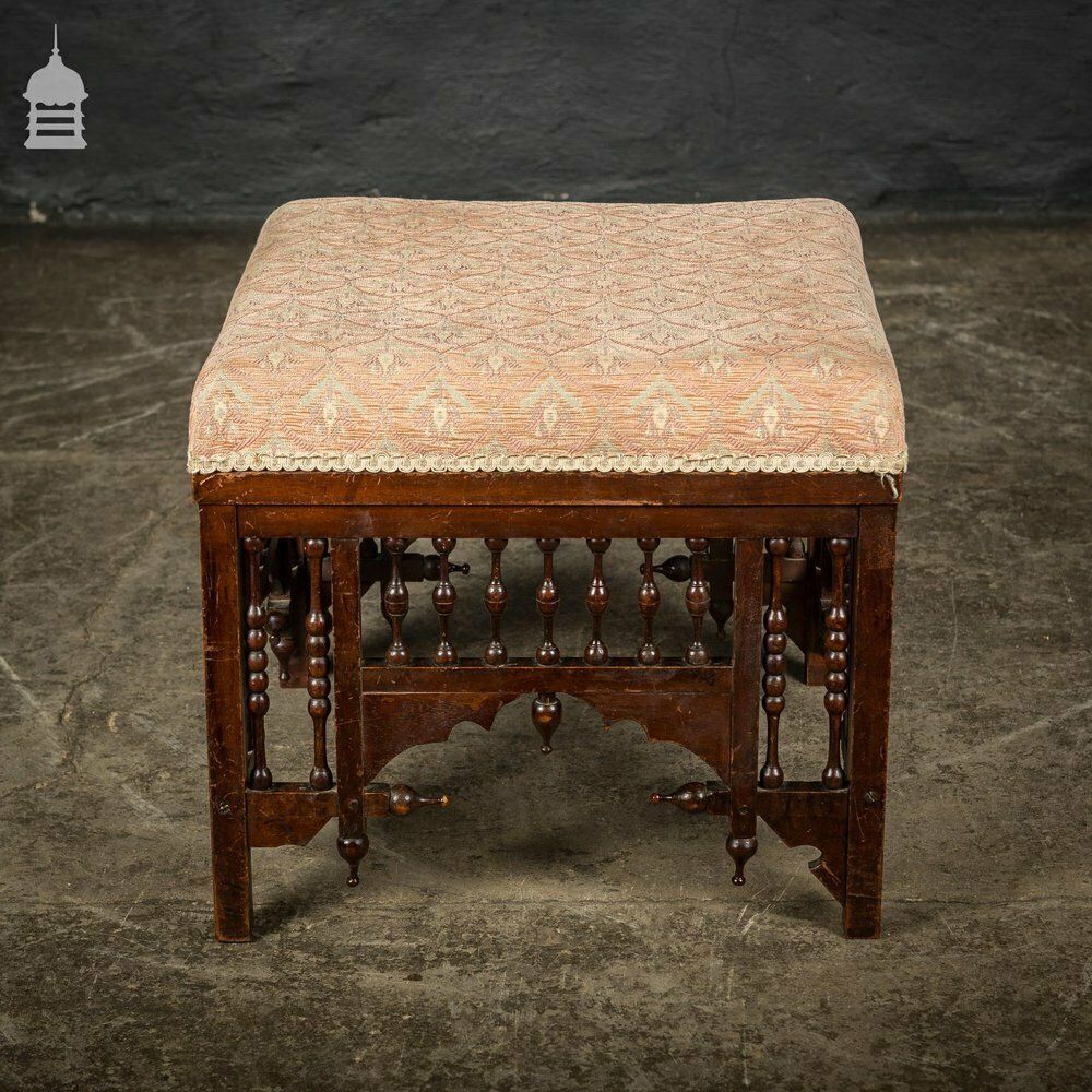 19th C Aesthetics Movement Mahogany Footstool With Turned Detail photo buy