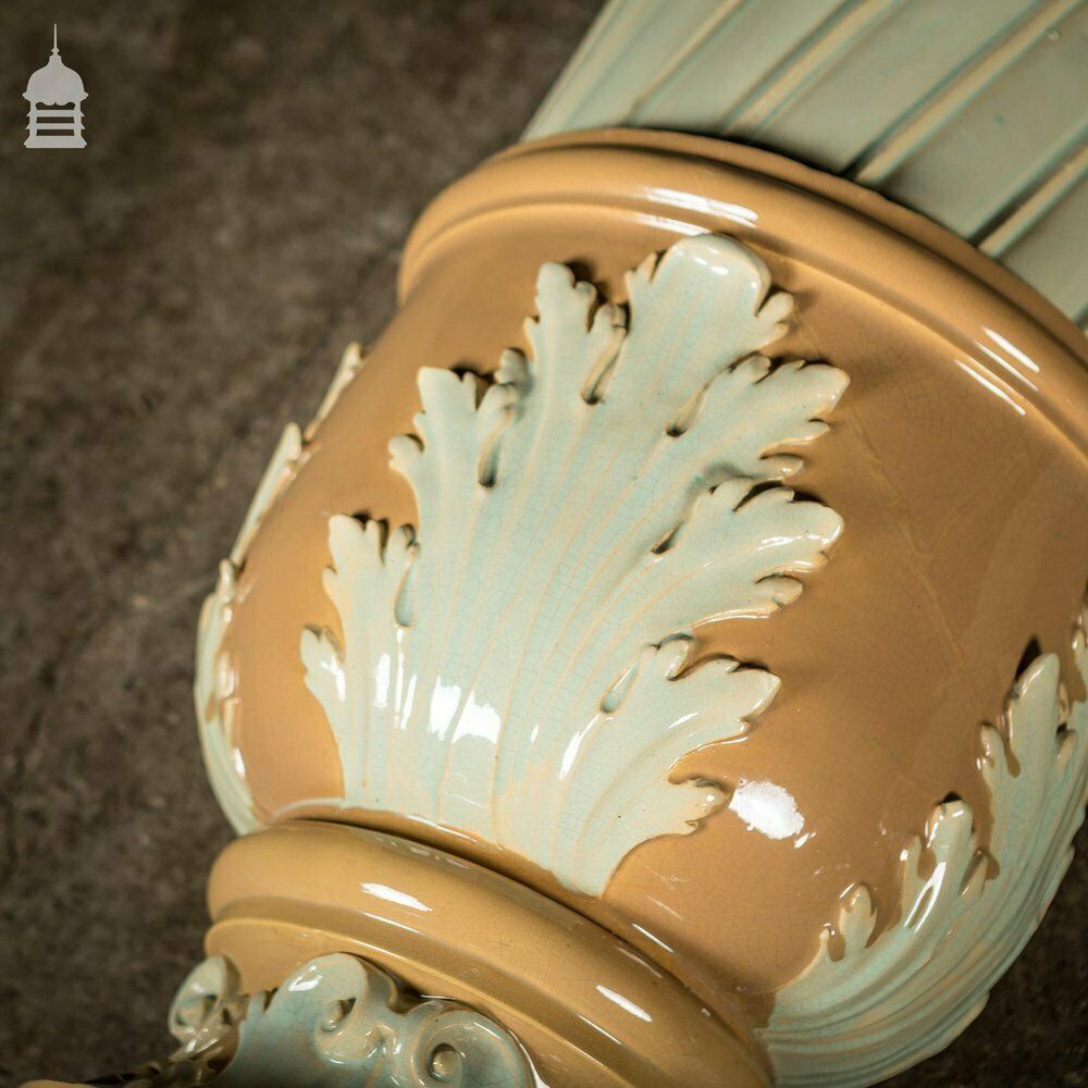 photo furniture Pair Of 19th C Fluted Columns With Corinthian Capitals And Acanthus Leaf Detail