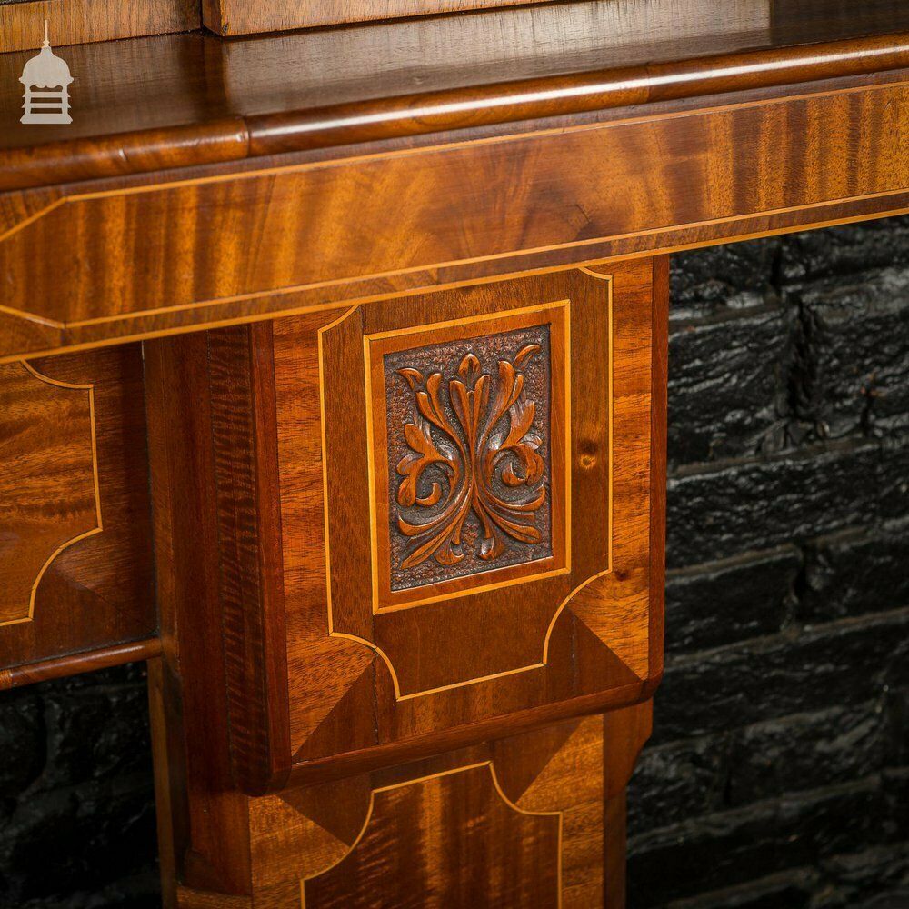 photo furniture Circa 1900 Inlaid Mahogany Fire Surround With Mirrored Overmantel