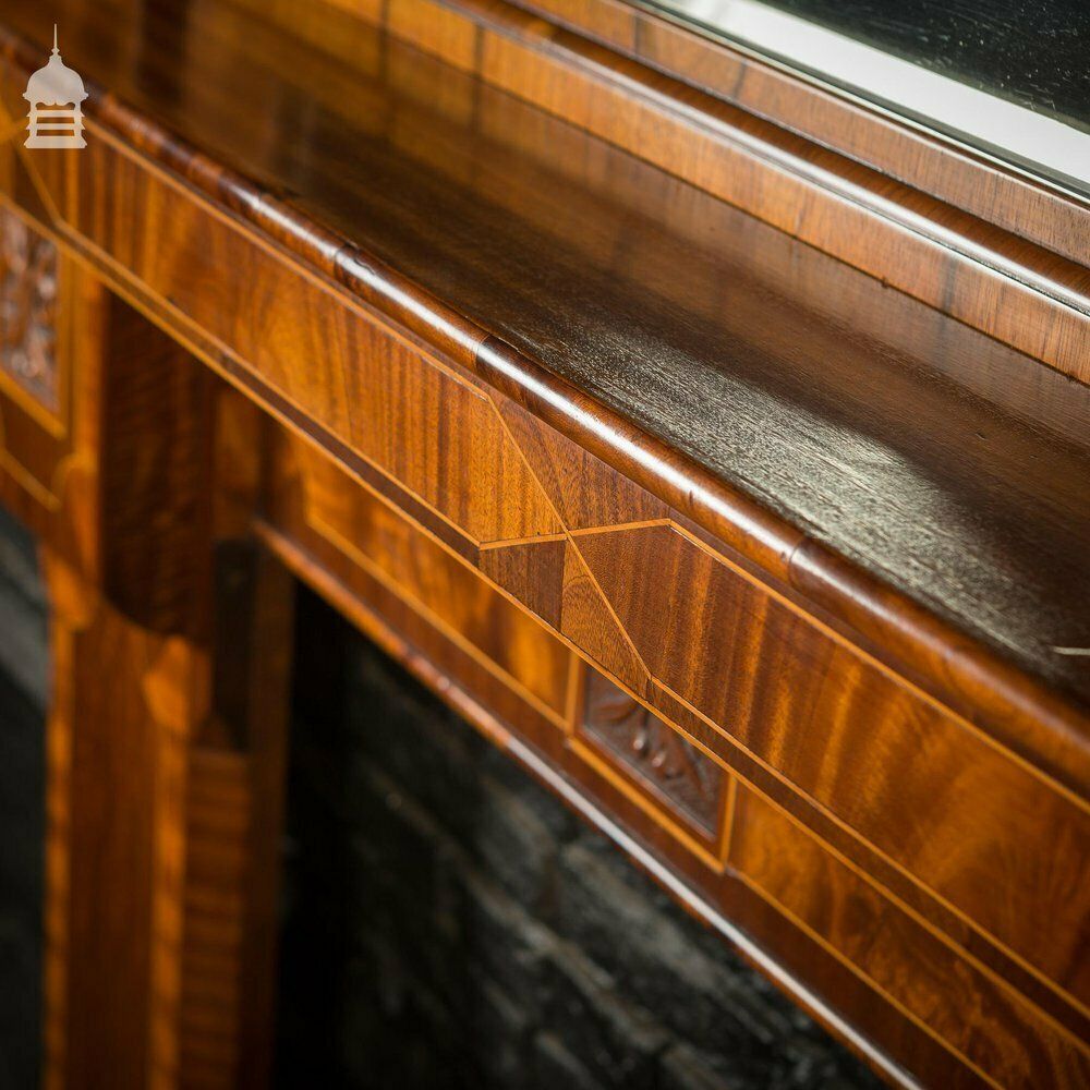 photo buy Circa 1900 Inlaid Mahogany Fire Surround With Mirrored Overmantel