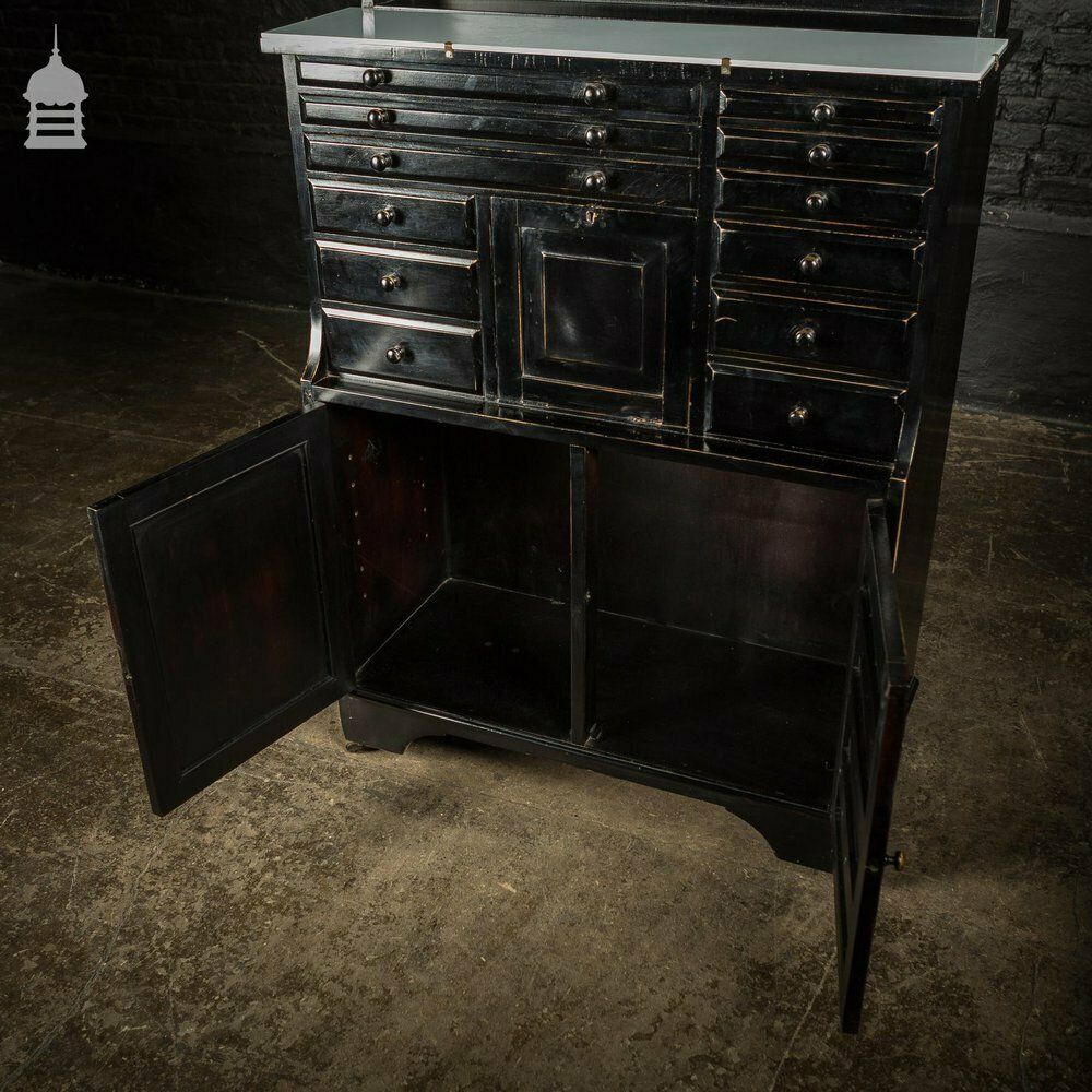 photo vintage Edwardian Ebonized Dentist Cabinet