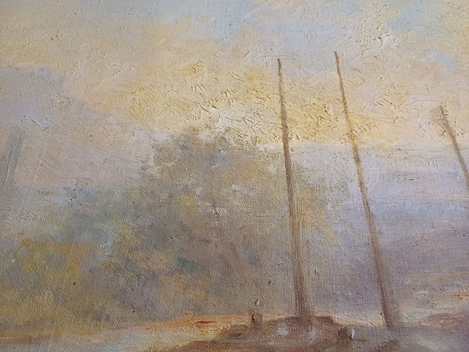 Oil On Canvas 19th Yvonac Annurey R "Barge" photo furniture