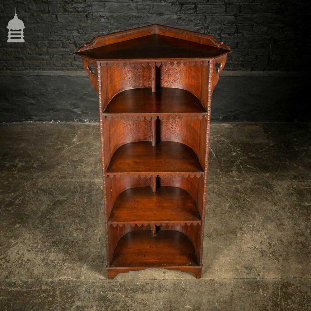 photo vinterior 19th C Barrel Back Pugin Style Bookcase From An Oxford College