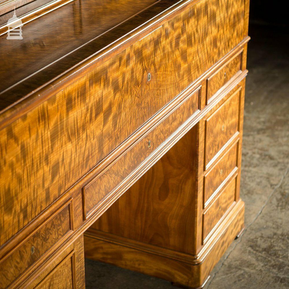 photo buy Early 19th C Maple Pedestal Bureau Desk With Internal Birds Eye Maple And Leather Writing Surface