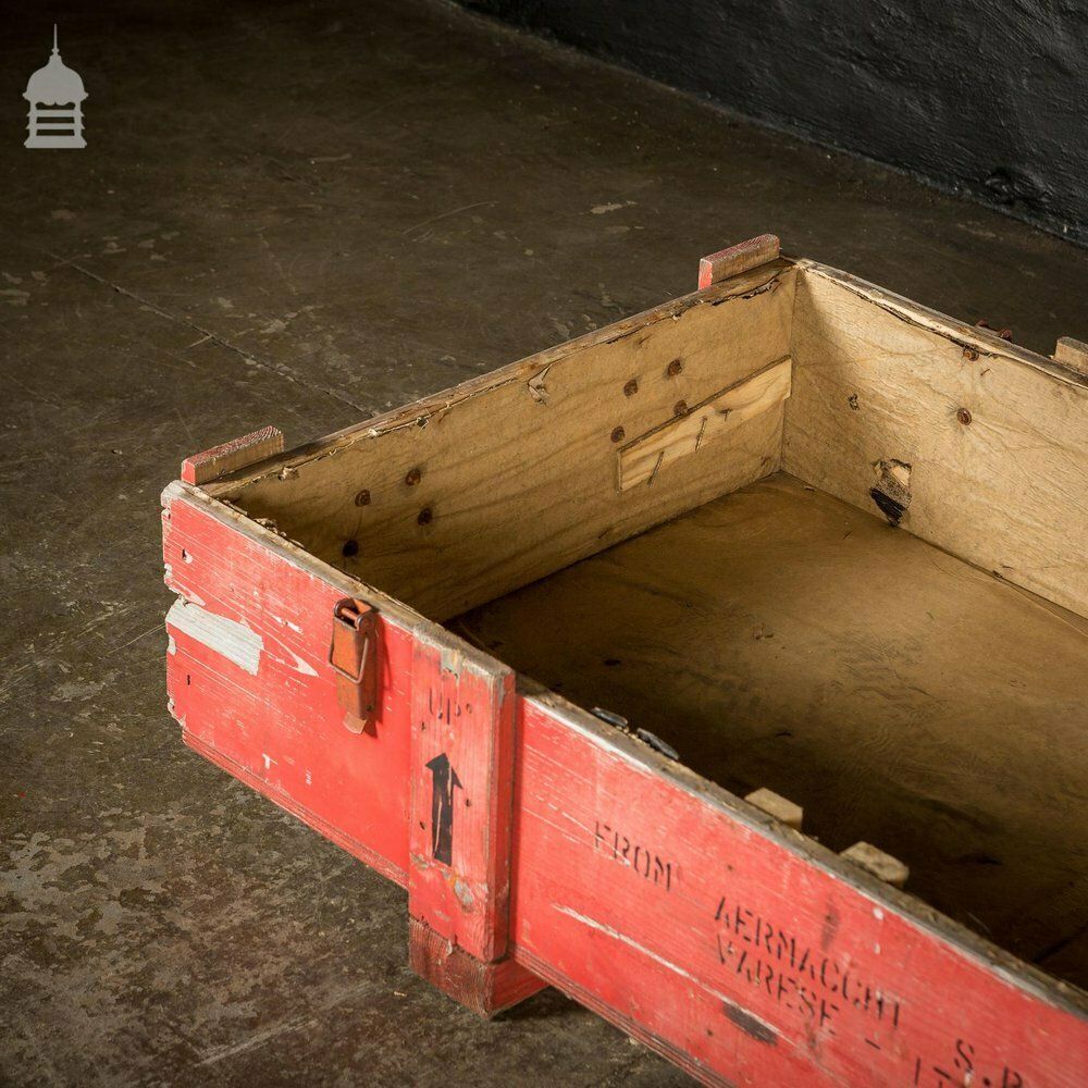 Large Red Wooden Aircraft Part Shipping Crate Reclaimed From A Norfolk Raf Base photo vinterior