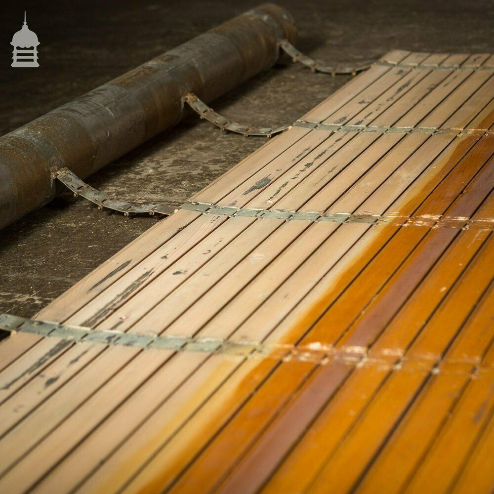 photo vintage 19th C Pitch Pine Roller Shutter With Grained Finish By Haskins Of London