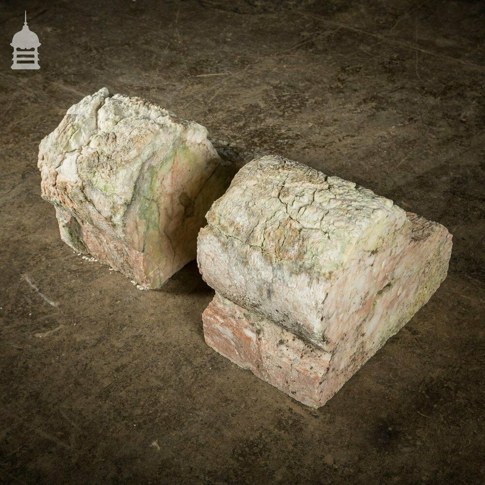 photo buy Pair Of Large Decorative 18th C Heavily Eroded Marble Fireplace Corbels