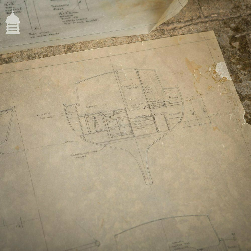 photo vinterior Batch Of 550 Vintage Marine Architectural Plans Technical Drawings Blueprints