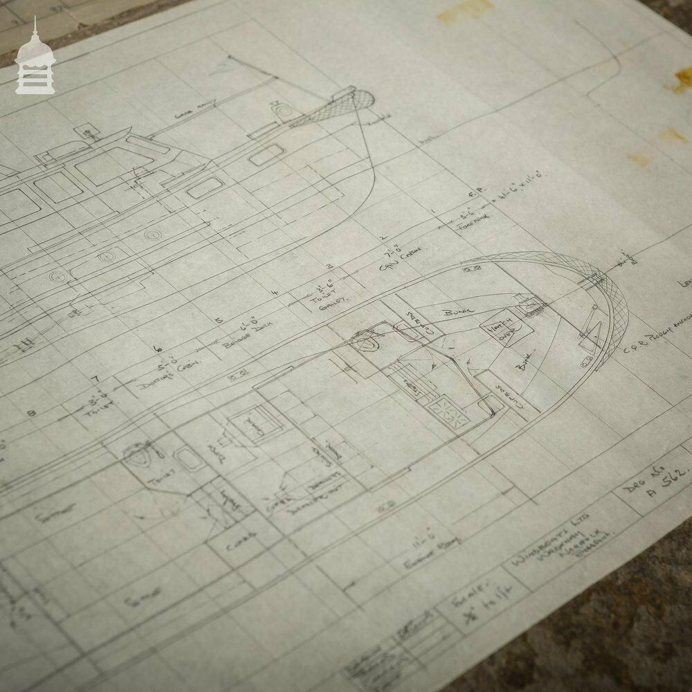 photo buy Batch Of 550 Vintage Marine Architectural Plans Technical Drawings Blueprints