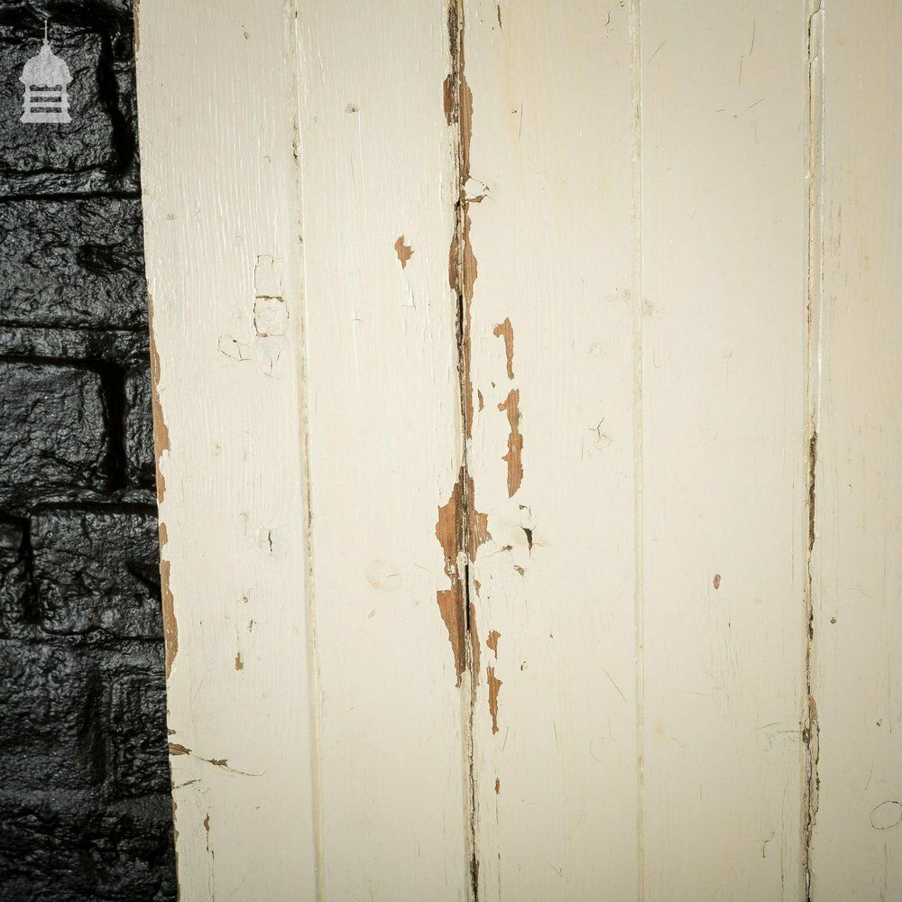 150.0 19th C White Painted Pine Ledged And Braced Internal Cottage Door With Period Repairs photo