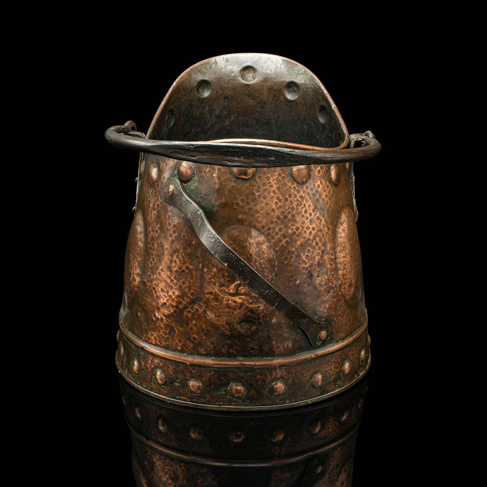 Antique Coal Scuttle, Scottish Copper, Fireside Bin, Aesthetic Period, Victorian photo 1275.0