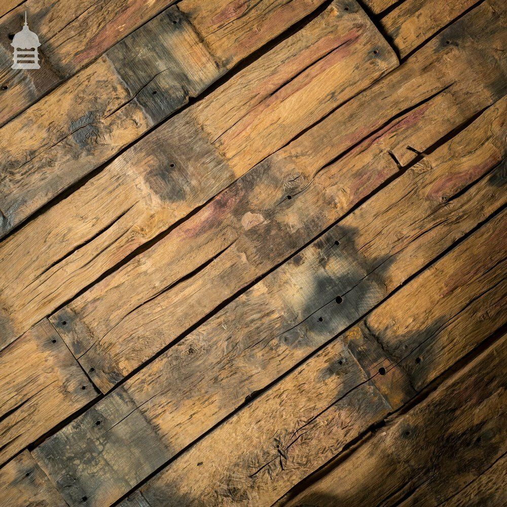 Batch Of 17 Square Metres Of Brushed Oak Reclaimed From Canal Lock Gates photo vinterior