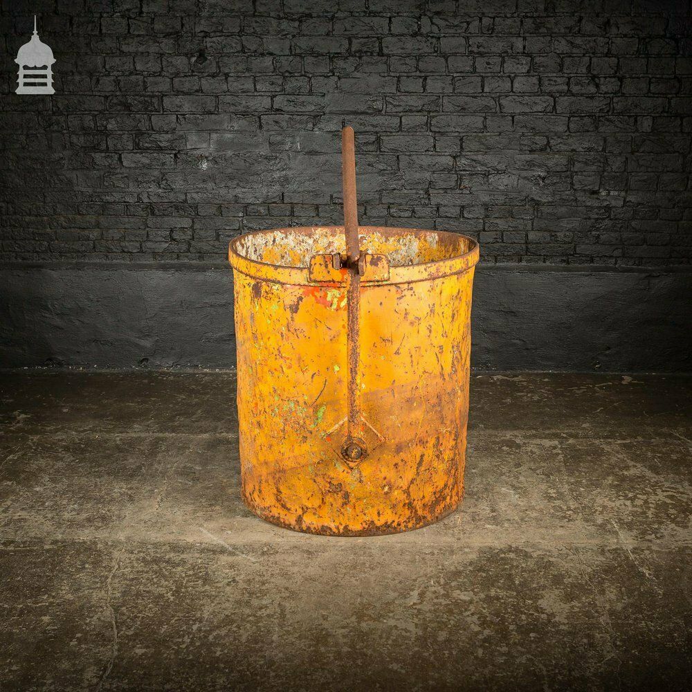 photo furniture Large Industrial Yellow Painted Steel Barrel With Swing Handle