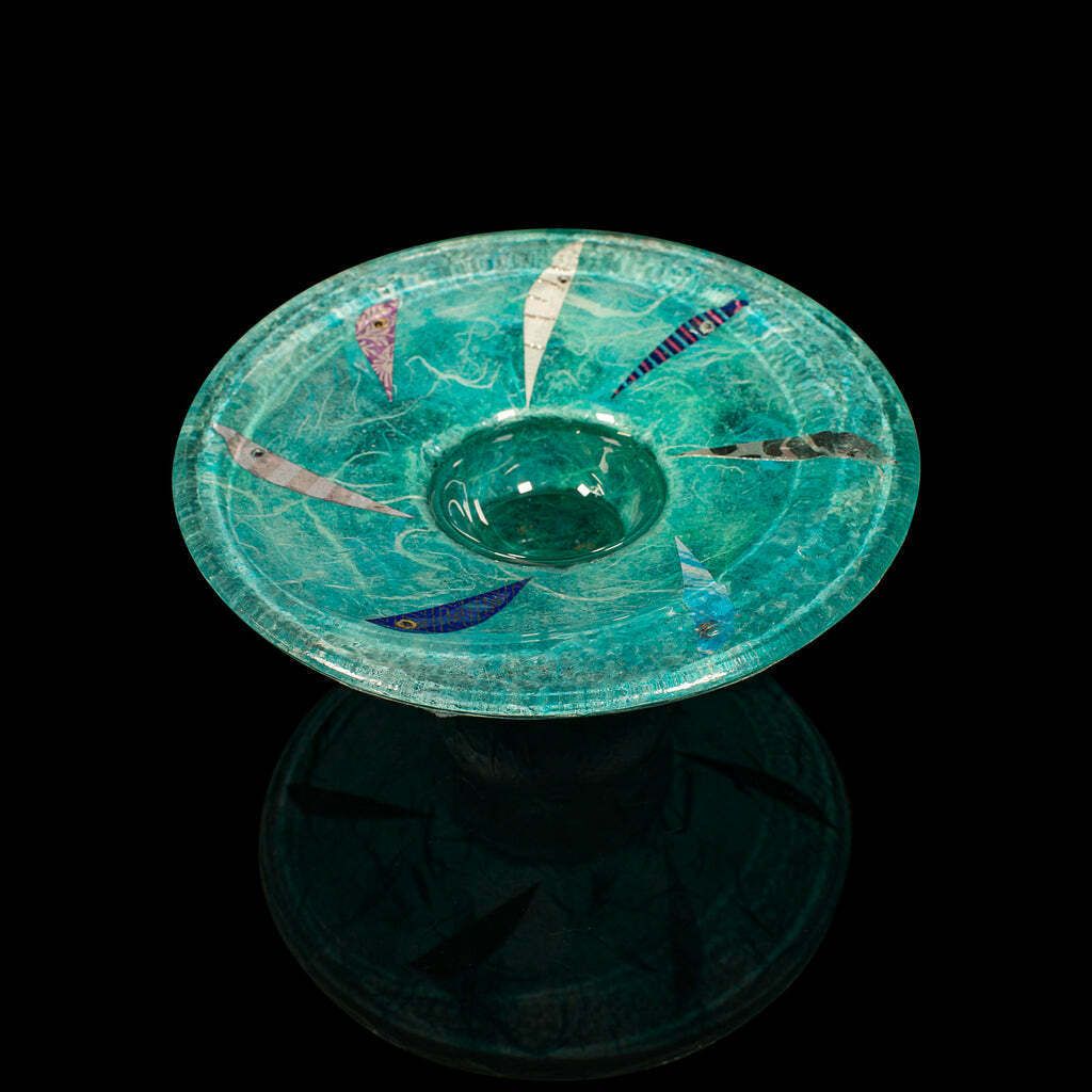 Contemporary Decorative Tea Light Stand, English Art Glass, Votive Candle Holder photo vinterior