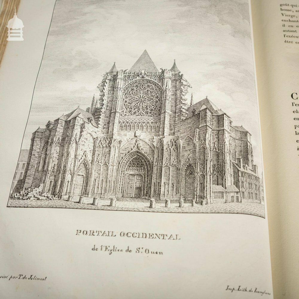1050.0 Rare Original Par F.T. De Jolimont Book Of 'Most Remarkable Monuments Of The City Of Rouen' 1823 photo