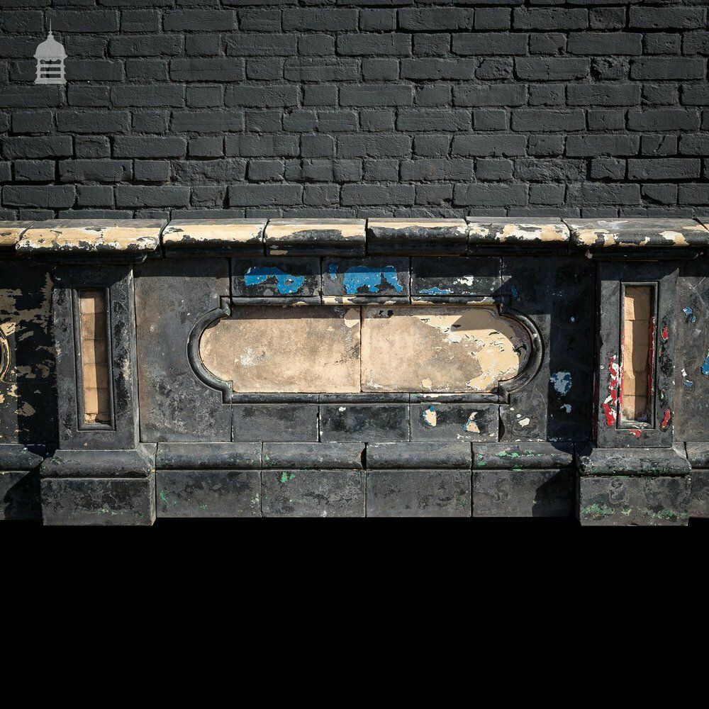 19th C Staffordshire Blue Wall With Inset Bathstone 5.25m photo vintage