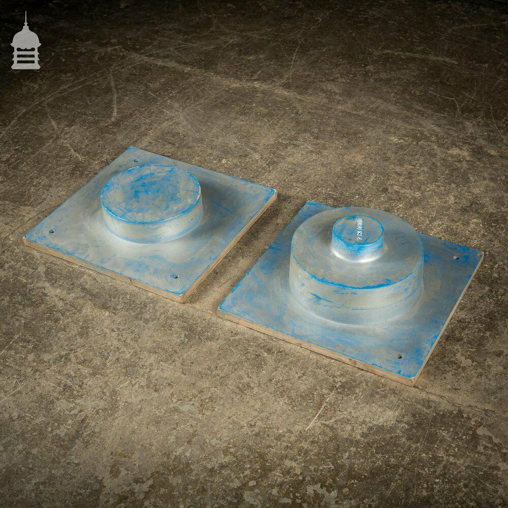 174.0 Pair Of Blue And Silver Industrial Factory Foundry Moulds photo