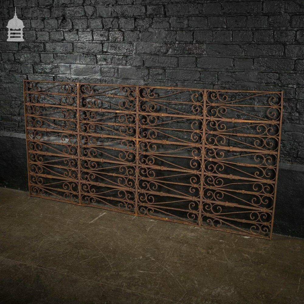 Large 19th C Wrought Iron Railing Panel With Scroll Design photo for sale