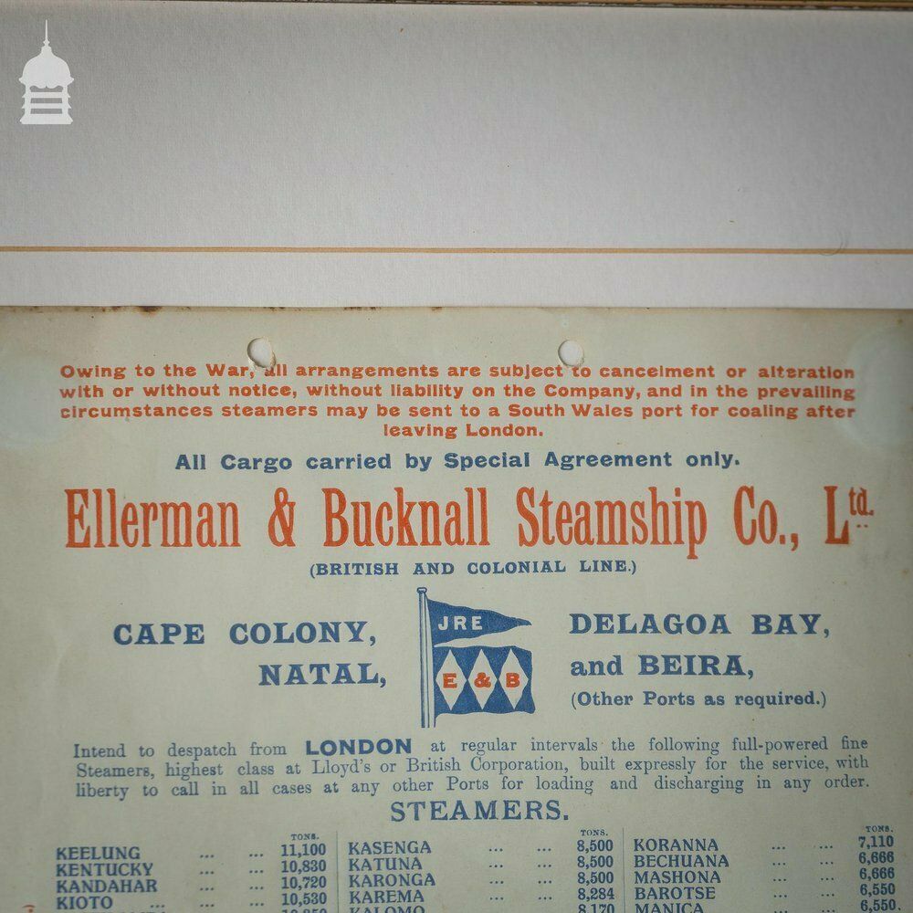 1915 Ellerman & Bucknall Steamship Co. Ltd Notice In Later Frame photo furniture
