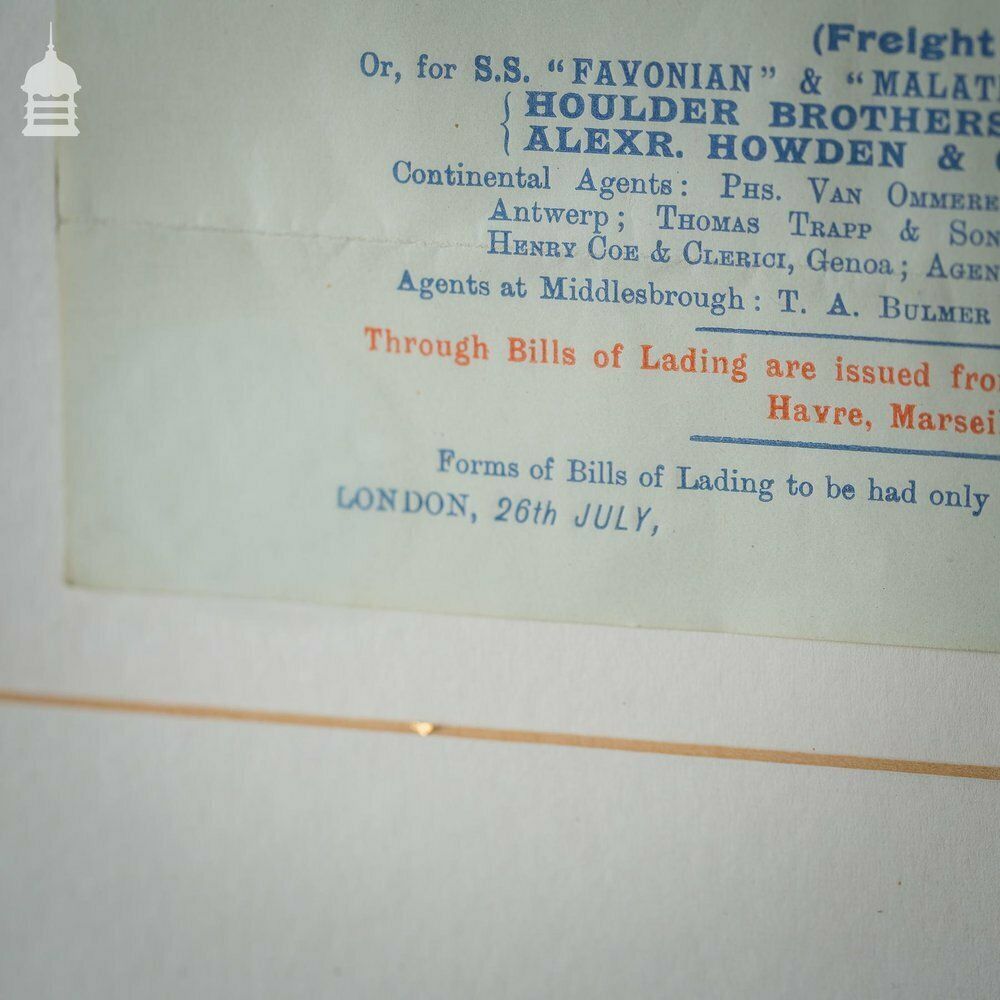 1915 Ellerman & Bucknall Steamship Co. Ltd Notice In Later Frame photo Art