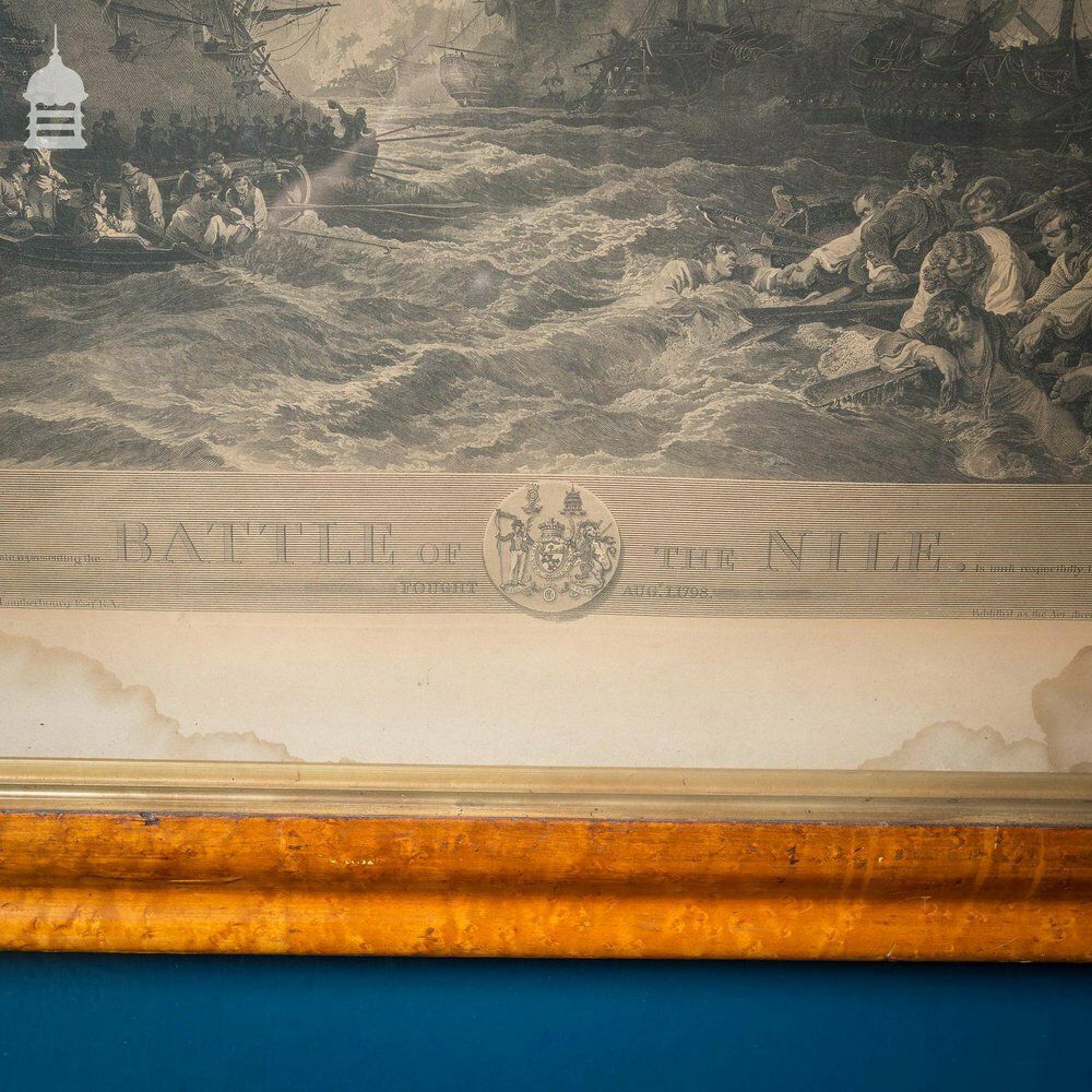 Georgian Engraving Dated 1803 By James Fittler Depicting The 1798 Battle Of The Nile In Painted Birdseye Maple Effect Frame photo 540.0
