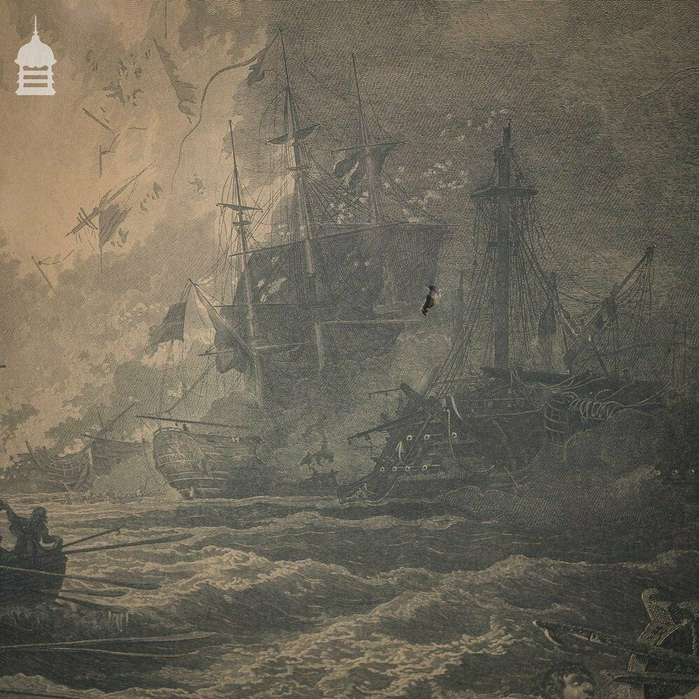 Art Georgian Engraving Dated 1803 By James Fittler Depicting The 1798 Battle Of The Nile In Painted Birdseye Maple Effect Frame photo