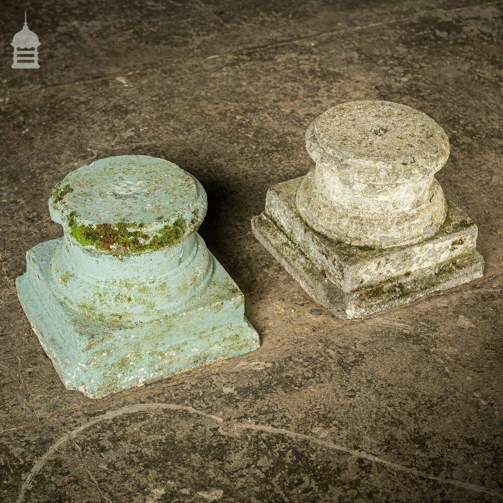 Pair Of Vintage Concrete Pillar Bases photo buy
