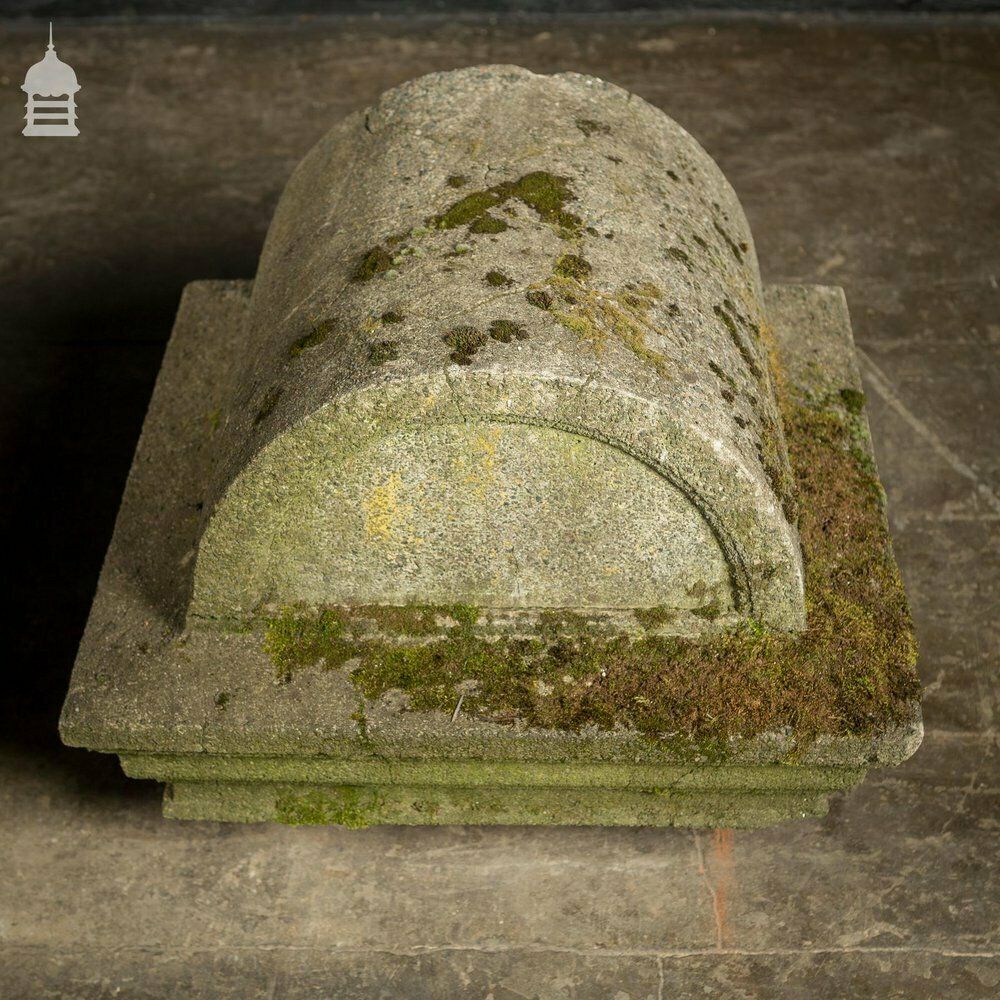 Pair Of Reclaimed Composition Pier Caps With Lichen photo for sale