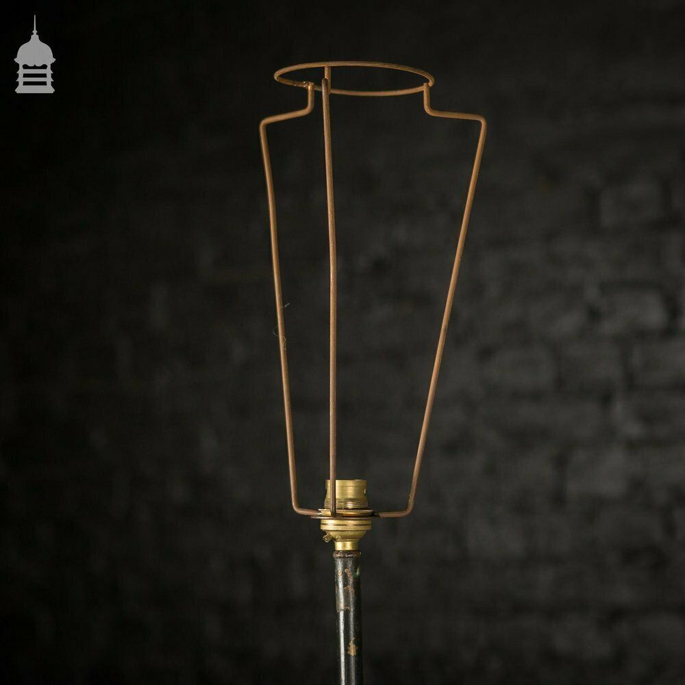 Mid Century Wrought Iron Standard Lamp With Scroll Detail And Colourful Shade photo buy