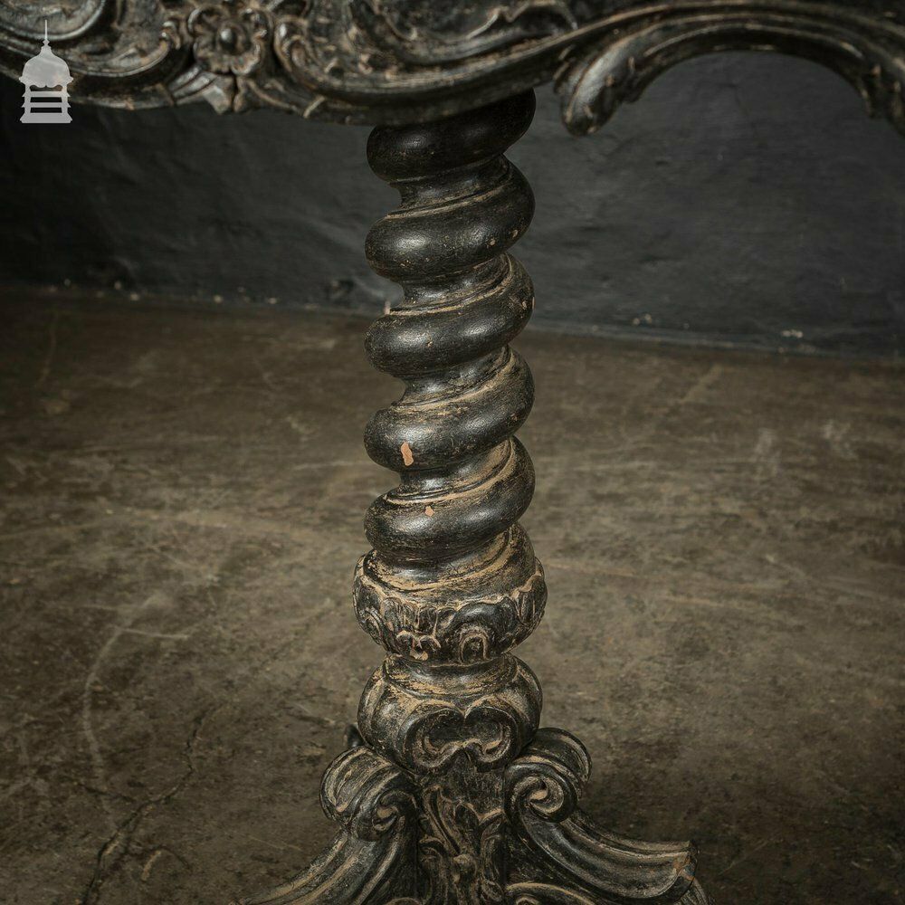 Exquisite 19th C Carved Hardwood Occasional Table With Twist Pedestal And Marble Top photo vinterior