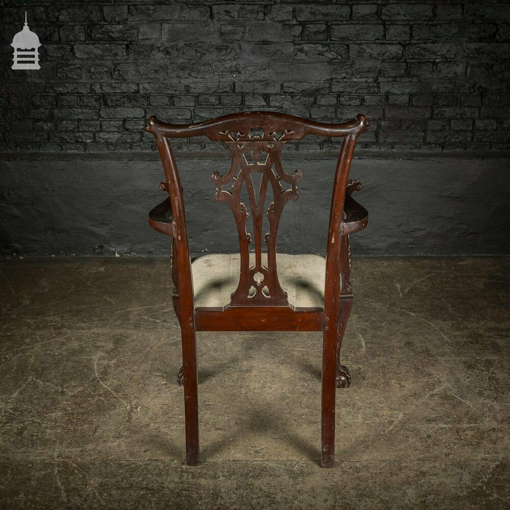 Set Of Six Ornate Chippendale Revival Dining Chairs Armchairs Circa 1900 photo Furniture