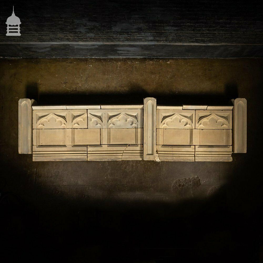19th C Ecclesiastical Gothic Carved Bath Stone Church Wall photo vinterior