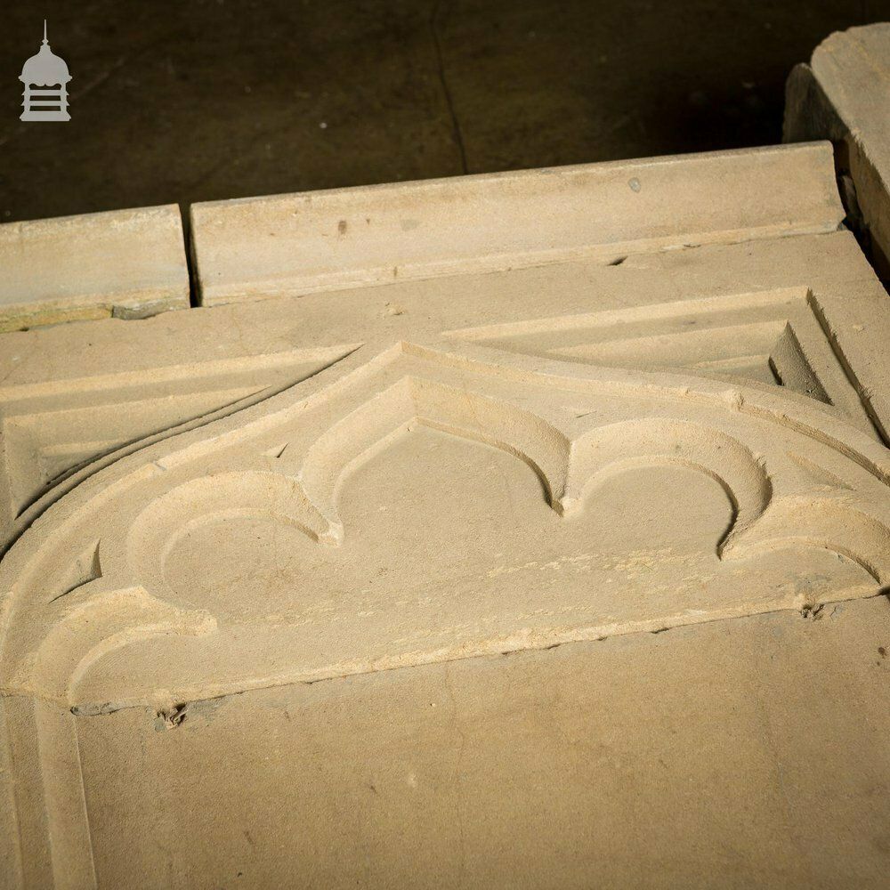 photo for sale 19th C Ecclesiastical Gothic Carved Bath Stone Church Wall
