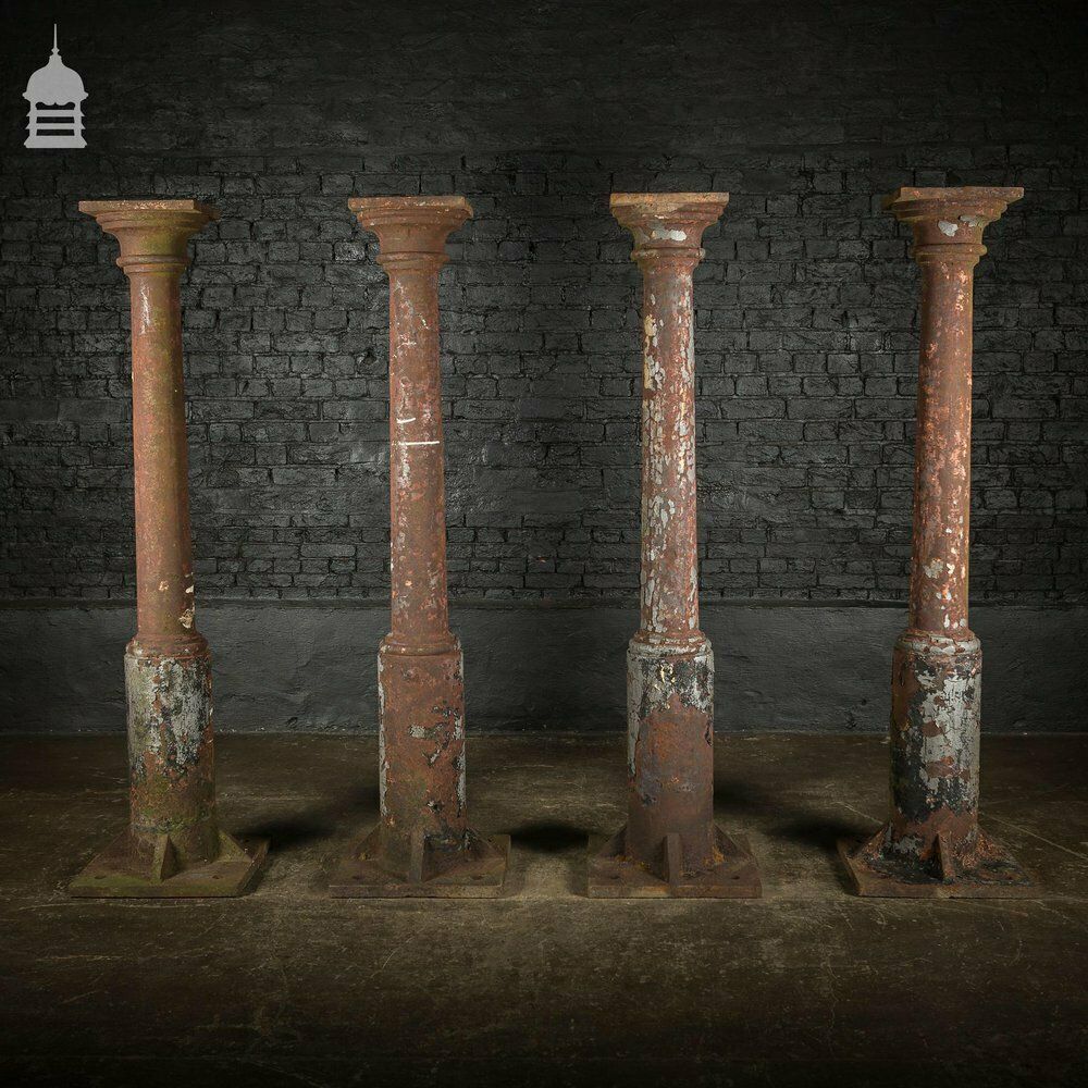 Set Of 4 19th C Cast Iron Columns Stanchions Pillars photo furniture