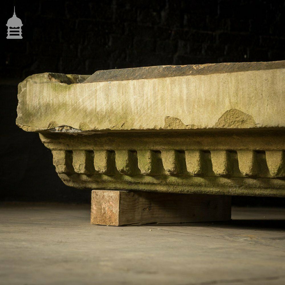 Pair Of Georgian Carved Sandstone Lintels With Dentil Moulding photo for sale