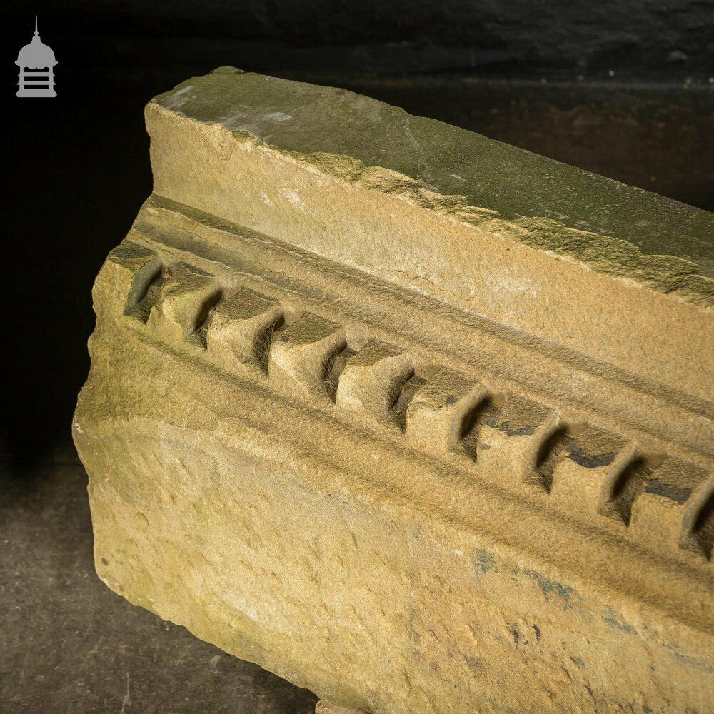 Pair Of Georgian Carved Sandstone Lintels With Dentil Moulding photo vinterior