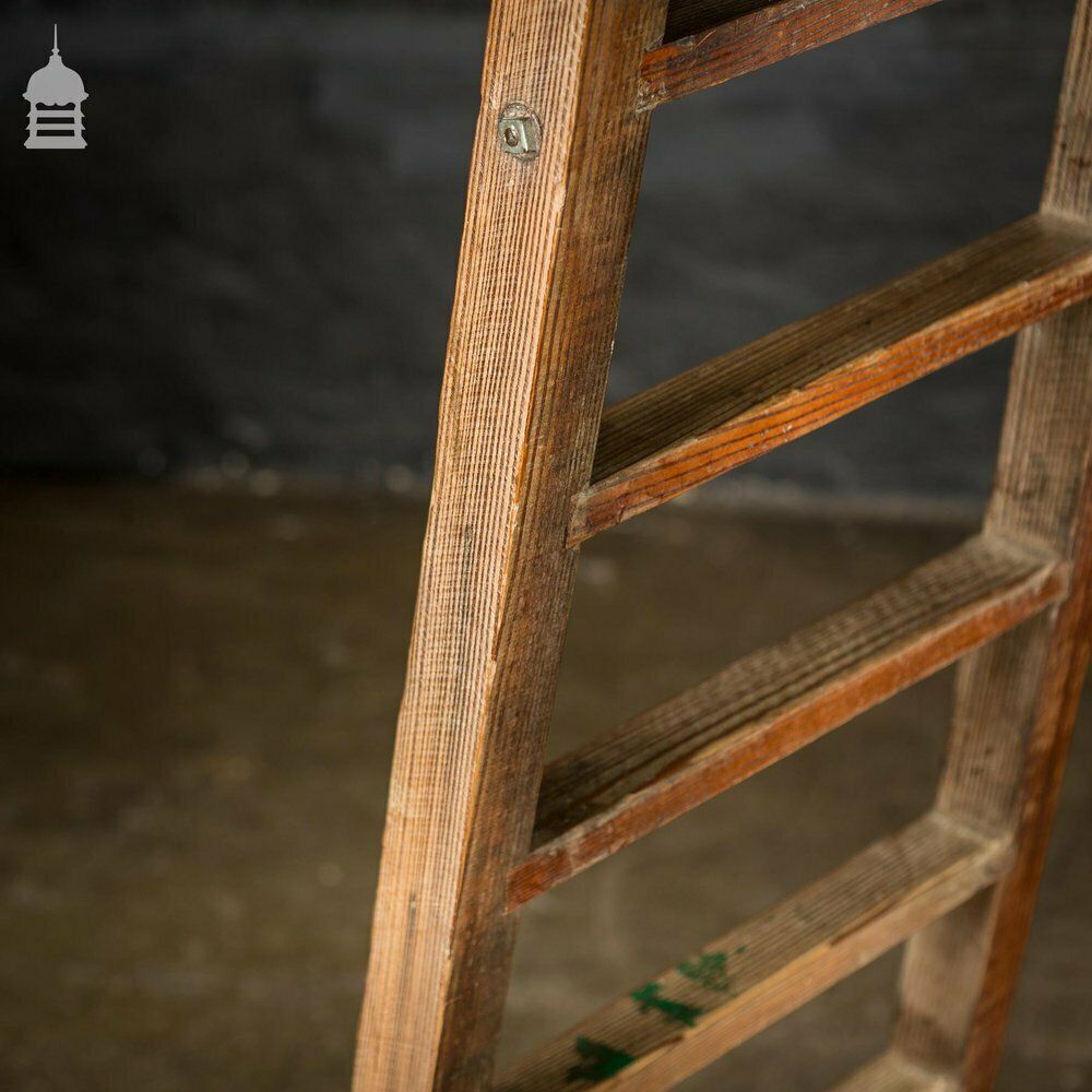 Edwardian Pitch Pine Folding A Steps Ladder photo vinterior
