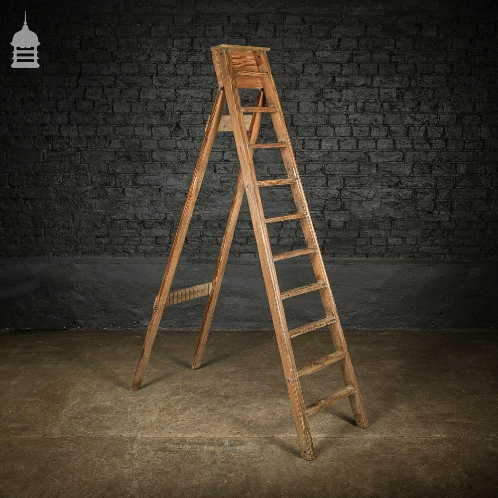 Edwardian Pitch Pine Folding A Steps Ladder photo buy