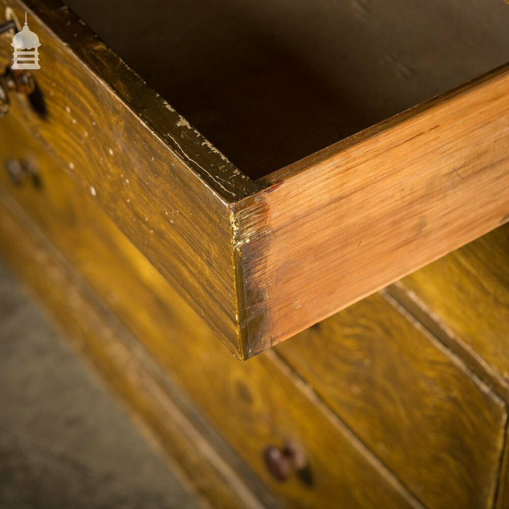19th C Two Over Three Chest Of Drawers With Graining Finish And Key photo for sale
