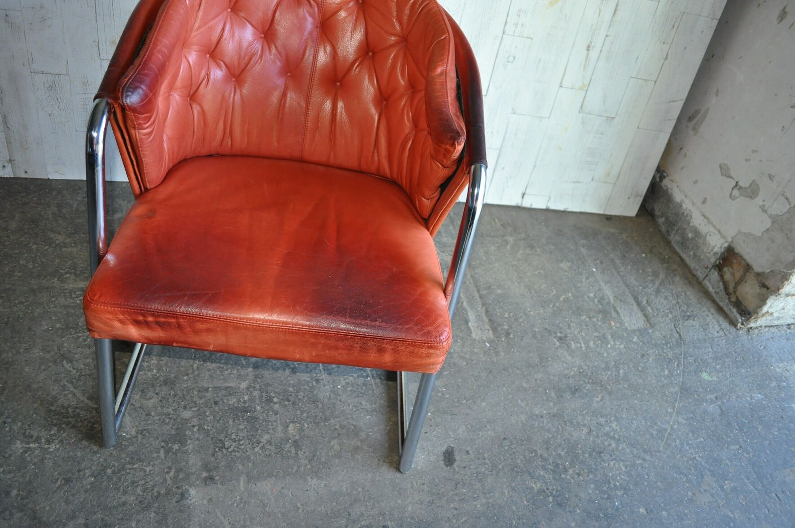 Mid Century Modern Tufted Leather Armchair, 1970s photo vinterior