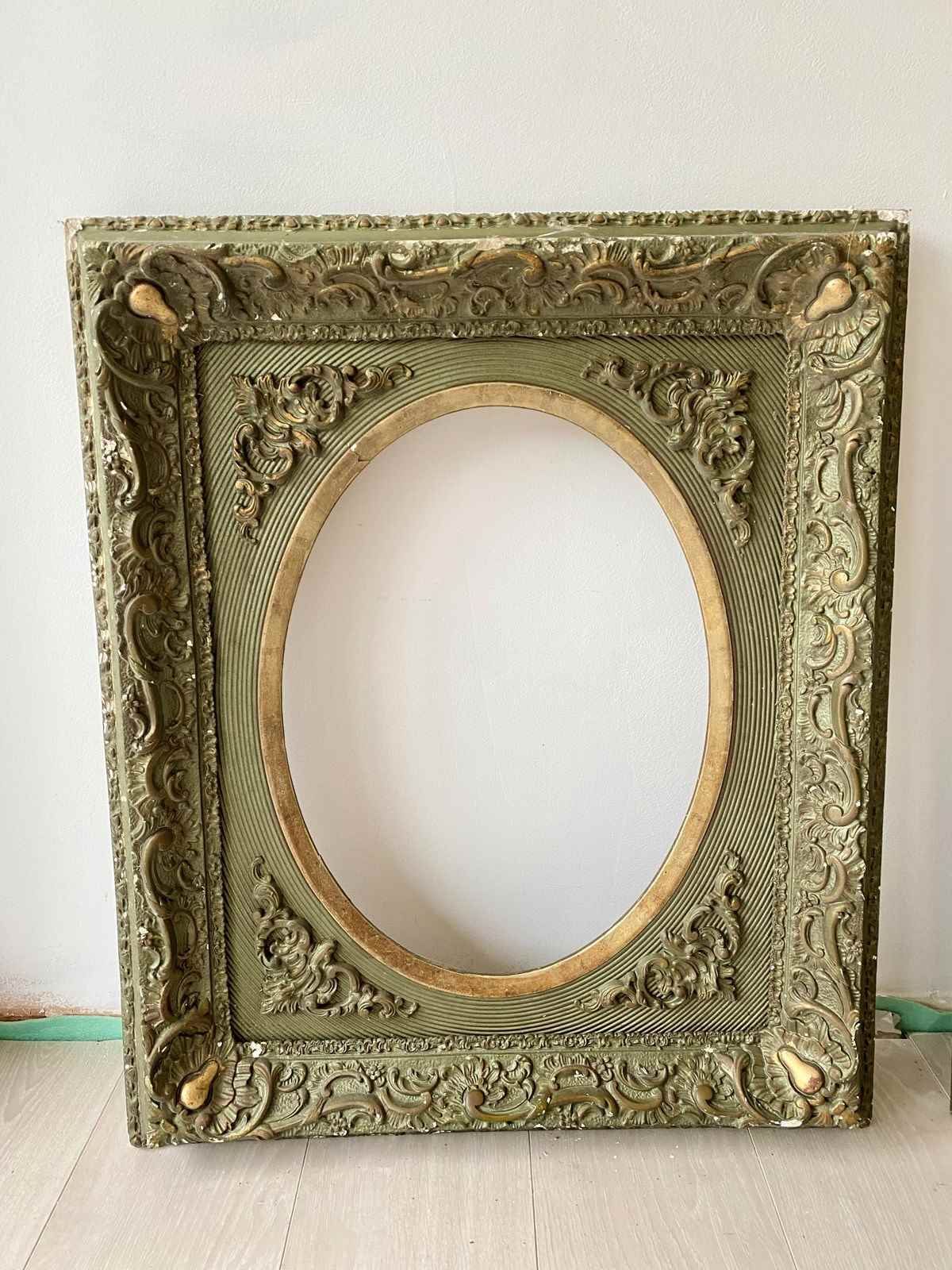 Fabulous Pair Of Antique Painted Gilt & Gesso Frames photo furniture