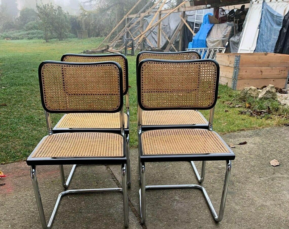 photo furniture Mid Century Modern Italian Marcel Breuer B32 Cesca Chair, 70s Set Of 4