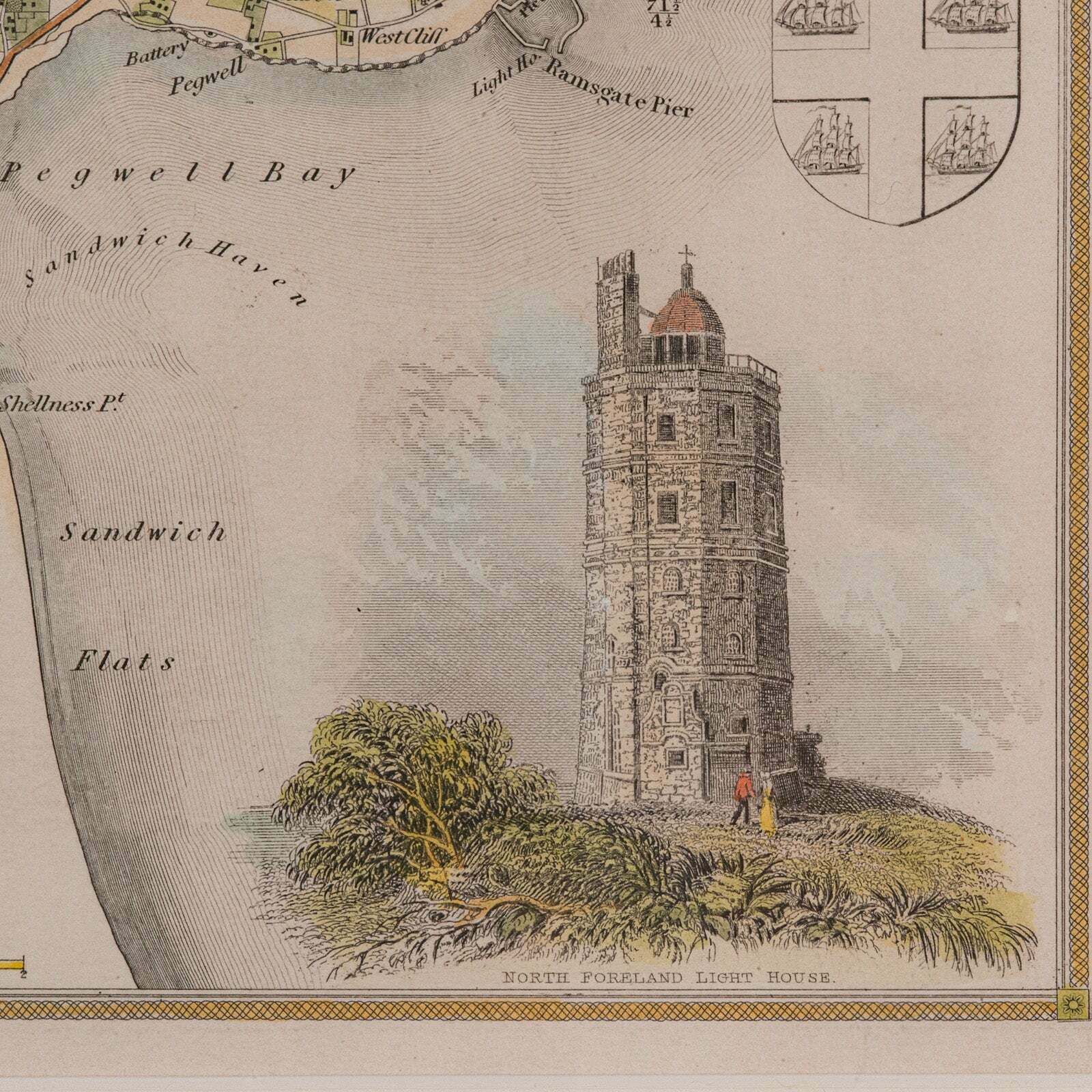 photo furniture Antique Lithography Map, Isle Of Thanet, Kent, English, Cartography, Victorian