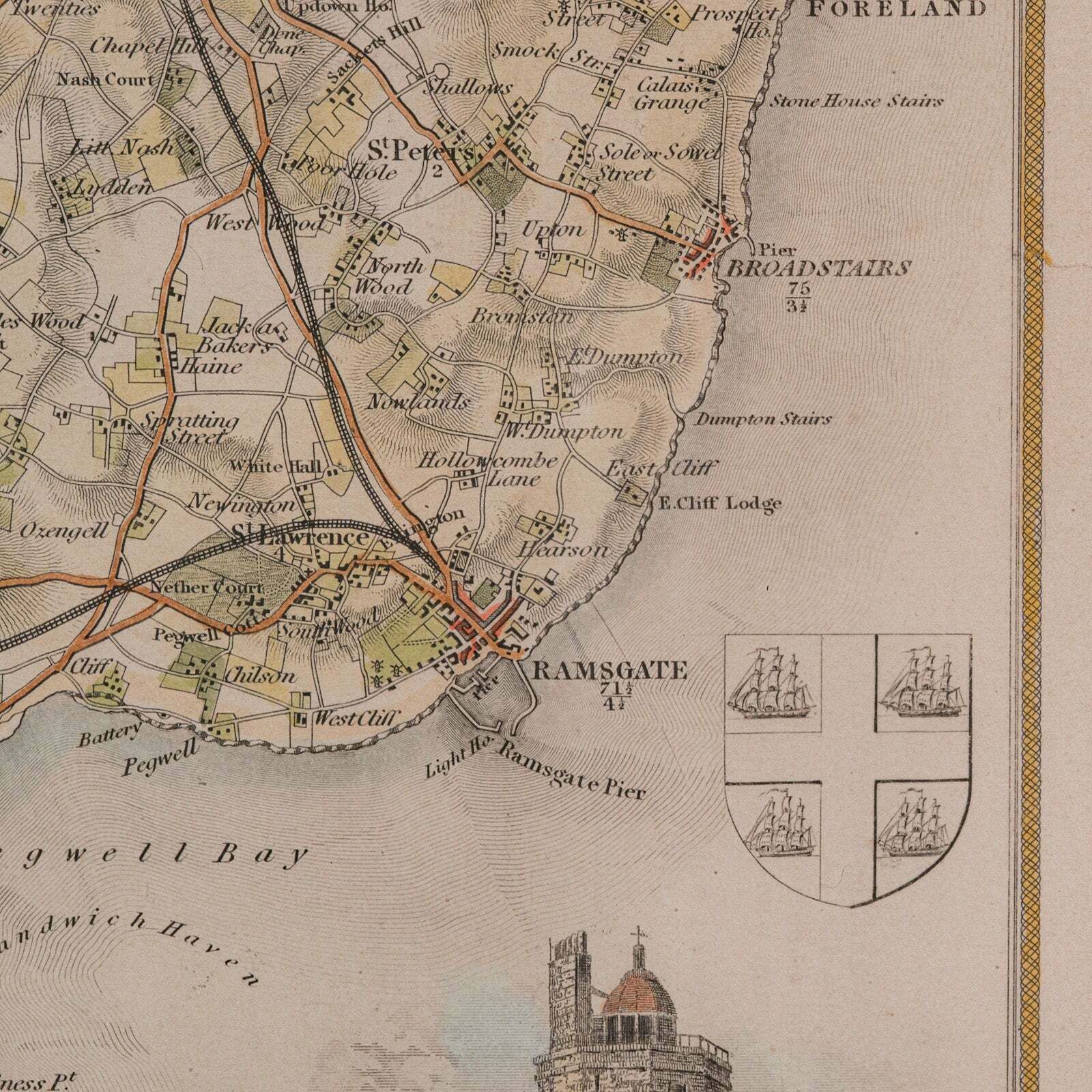 photo for sale Antique Lithography Map, Isle Of Thanet, Kent, English, Cartography, Victorian