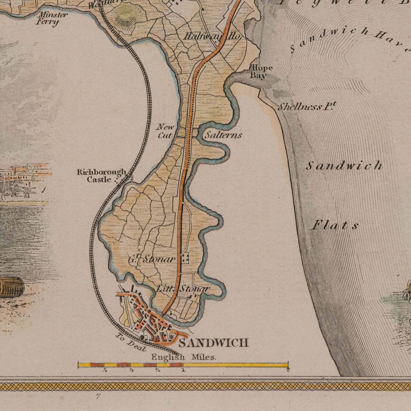 295.0 Antique Lithography Map, Isle Of Thanet, Kent, English, Cartography, Victorian photo